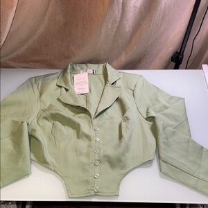 Sandro Light Green Cropped Blazer